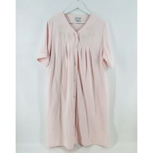 Miss Elaine Women's XL Pink Nightgown House Coat Embroidery Cottage EE02